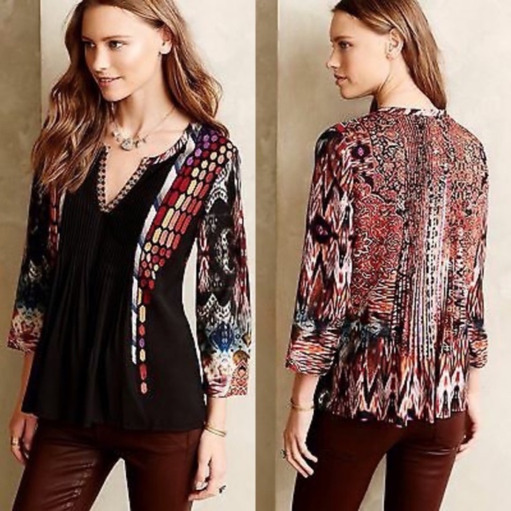 Anthropologie Ranna Gill Embroidered Blouse